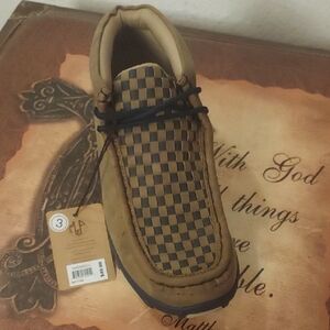 Brown Checkered Boys Shoe